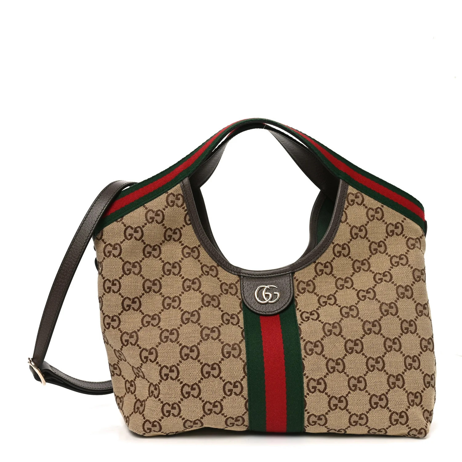 Monogram Web Small Giglio Tote Beige Dark Brown | FASHIONPHILE (US)