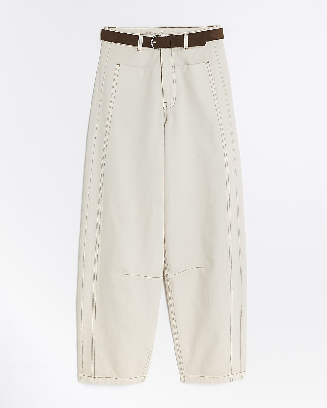 Cream Belted Pocket Balloon Jeans | River Island UK & IE
