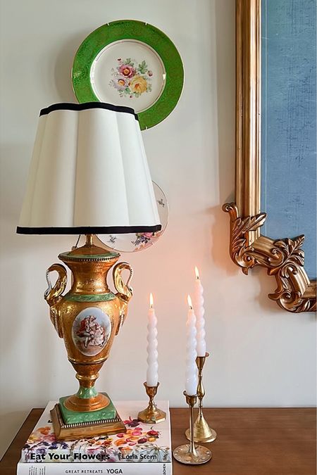 Old meets new with this vintage art nouveau lamp and Anthropologie lamp shade!

#LTKfindsunder100 #LTKhome