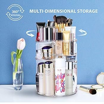 Jerrybox 360 Degree Rotation Makeup Organizer Adjustable Multi-Function Cosmetic Storage Box, Lar... | Amazon (US)