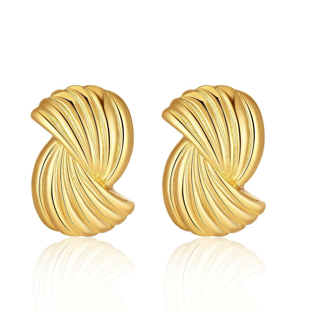 Chunky Gold Earrings for Women, Lightweight Large Gold Geometric Dangle Drop Stud Dupes Earrings,... | Amazon (US)