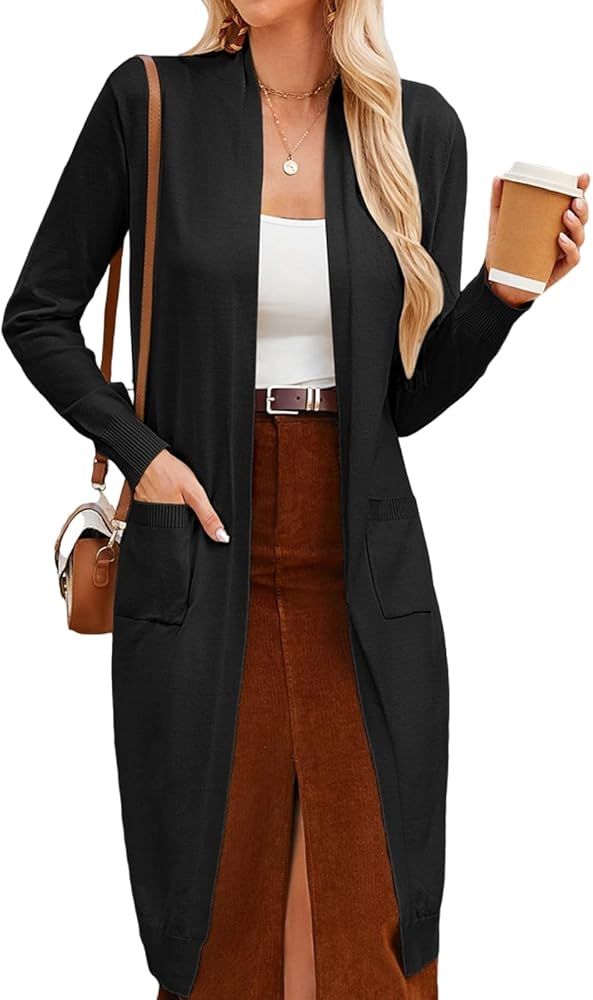 GRACE KARIN Women's 2024 Trendy Long Cardigan Sweaters Open Front Long Sleeve Maxi Duster Coats w... | Amazon (US)