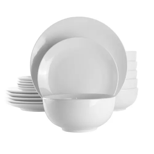 Elama Luna 18 Piece Porcelain Dinnerware Set in White at Nordstrom | Nordstrom