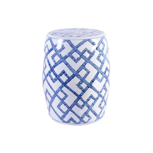 Chen Bamboo Garden Stool, Blue/White | One Kings Lane
