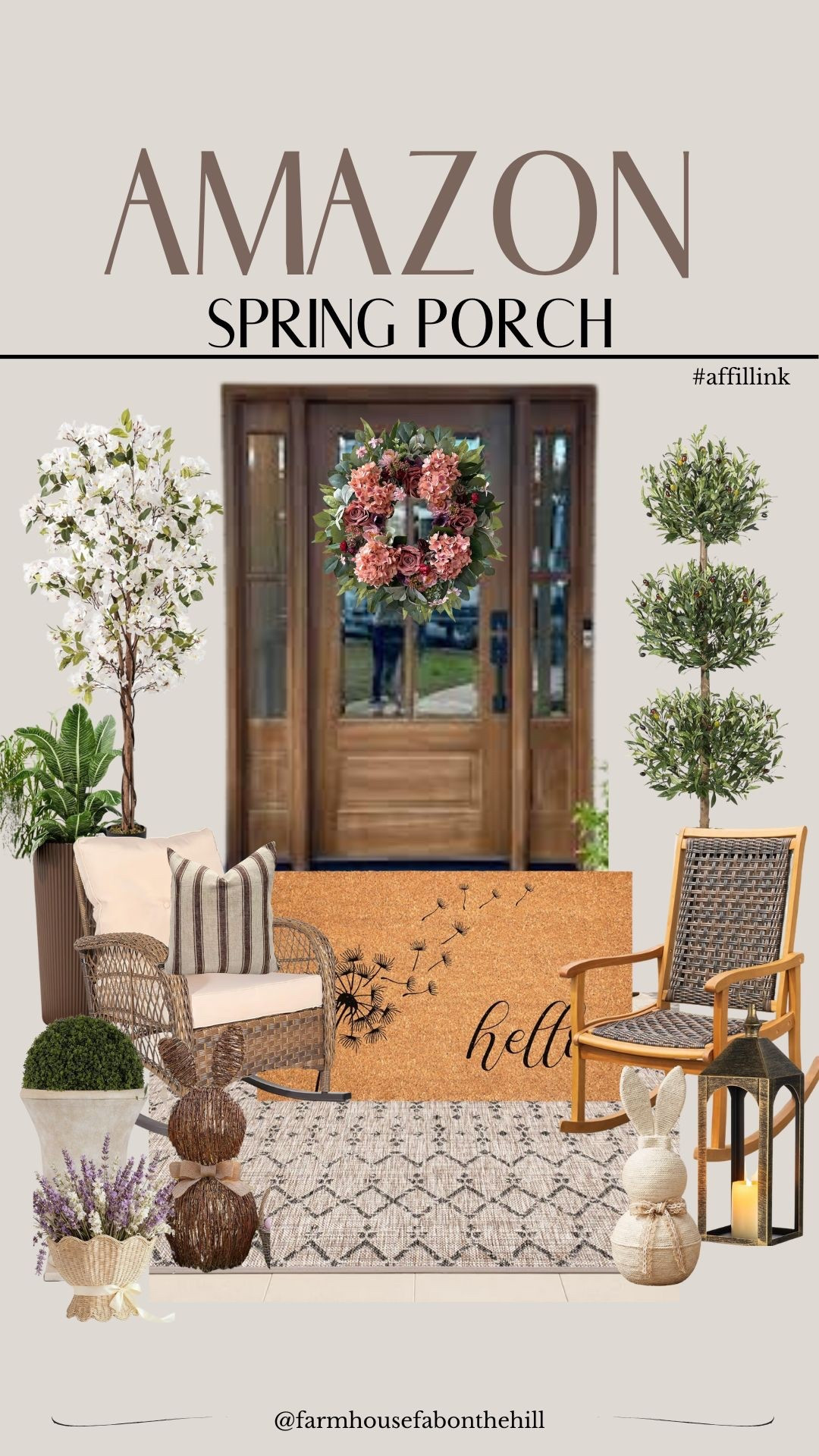 Spring porch furniture and decor… transition to spring with these fab finds from Amazon

- rug, mat, rocking chairs, lanterns, trees, topiaries, planters, bunnies and wreath. 
Neutral and inviting 

#LTKoutdoors

#LTKHome #LTKSeasonal