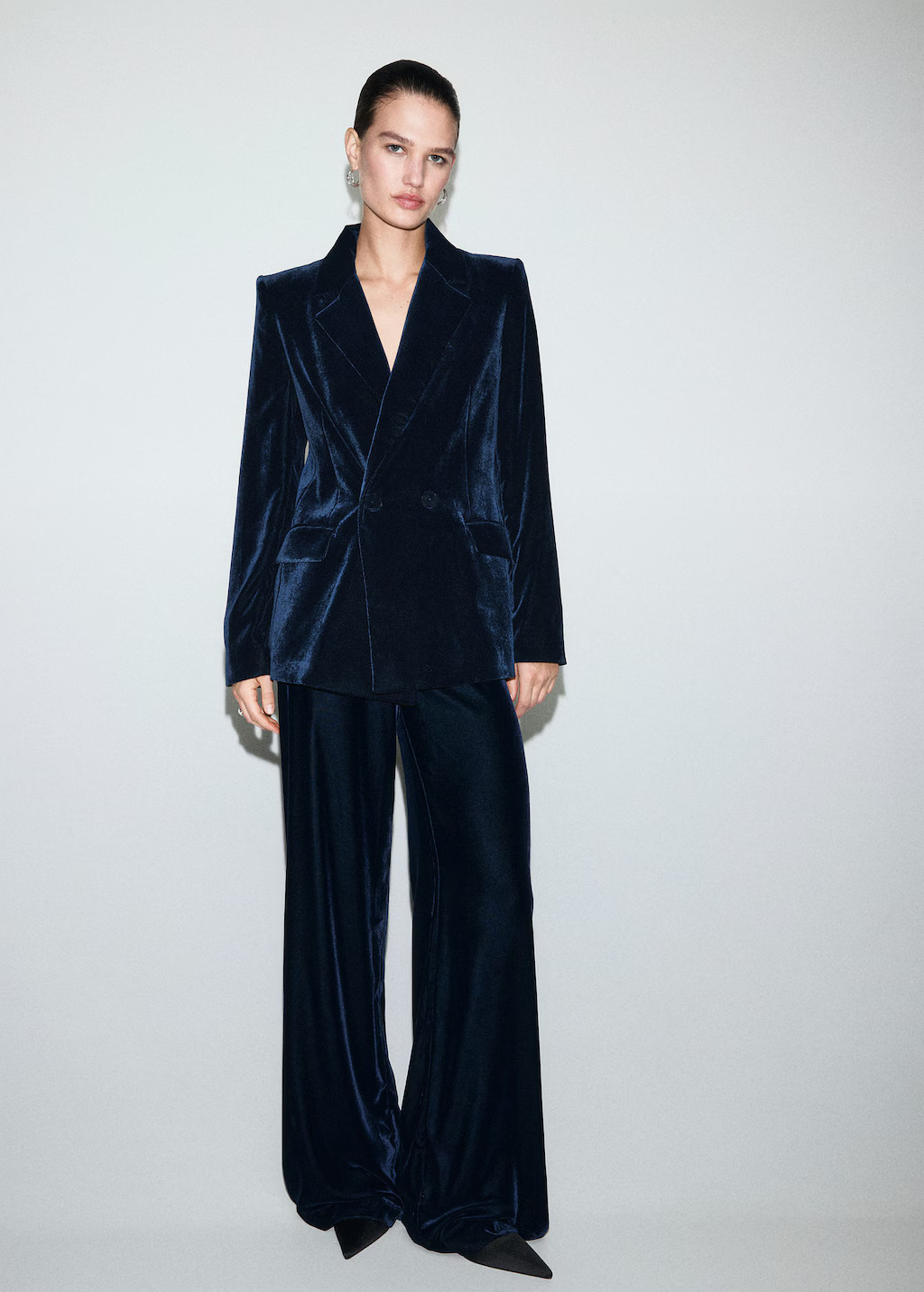 Double-breasted velvet jacket navy - Woman - M - MANGO | MANGO (UK)