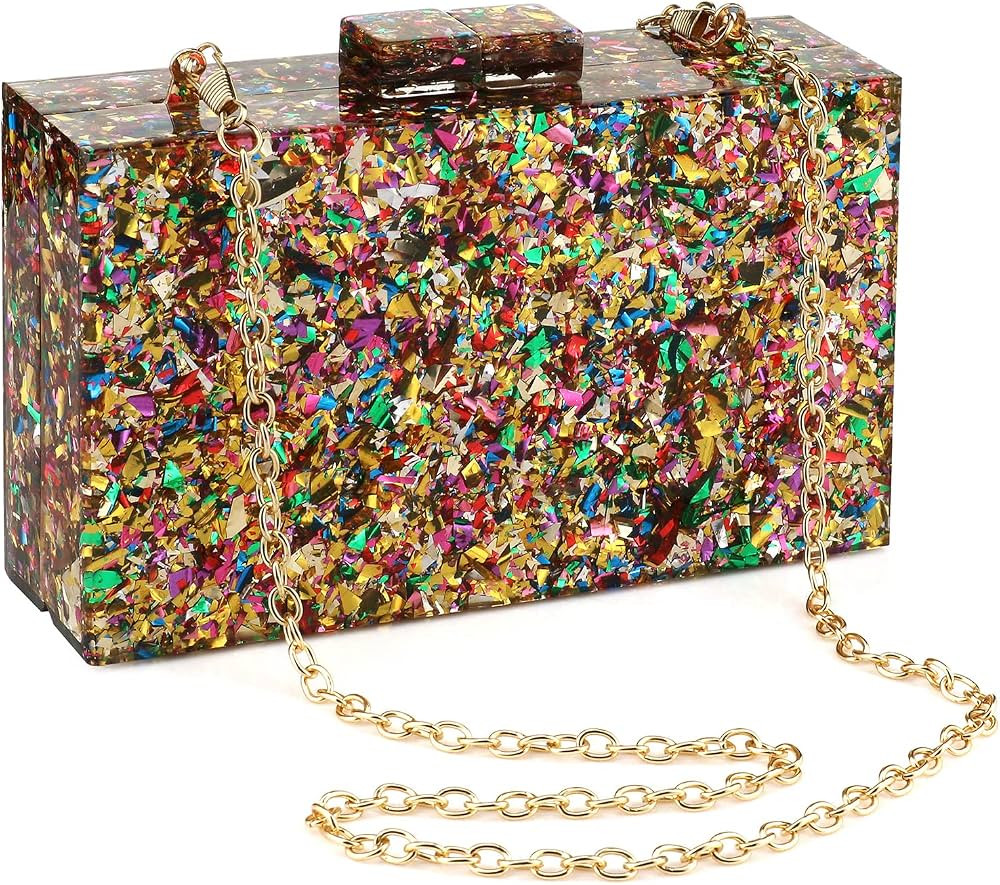 Gets Acrylic Purses and Handbags for Women Multicolor Perspex Geometric Patterns Box Clutch Banqu... | Amazon (US)