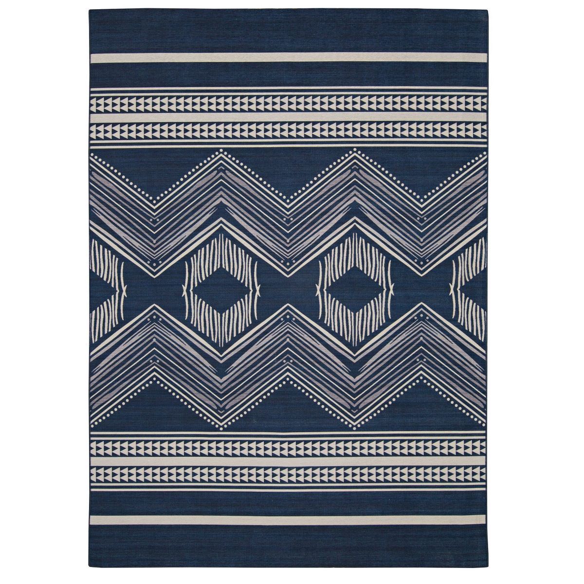 Lyerly Washable Outdoor Rug Navy/Ivory - Linon | Target