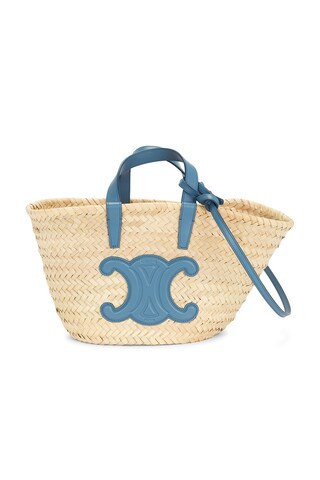 Celine Raffia Teen Classic Panier Basket Tote Bag in Blue | FWRD 