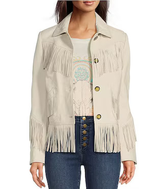 Scully Genuine Leather Fringe Button Front Jacket | Dillard's | Dillard's