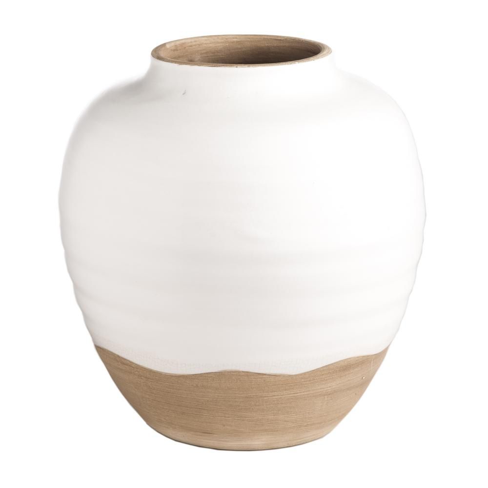 Abigails Medium Terracotta Vase with Matte White Glaze 717817 - The Home Depot | The Home Depot