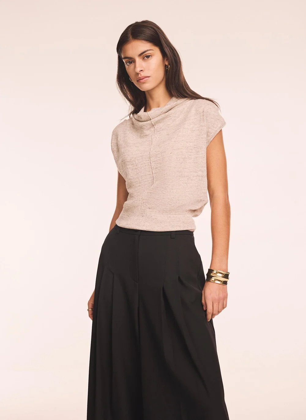Neutral Linen Blend Sleeveless Knit Top | Mint Velvet