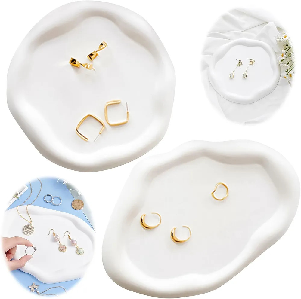Hengrongshen Lot de 2 Plateaux à Bijoux,18,5 x 18,5cm,Plateau à Bijoux Décoratif,Plateau en Ma... | Amazon (FR)