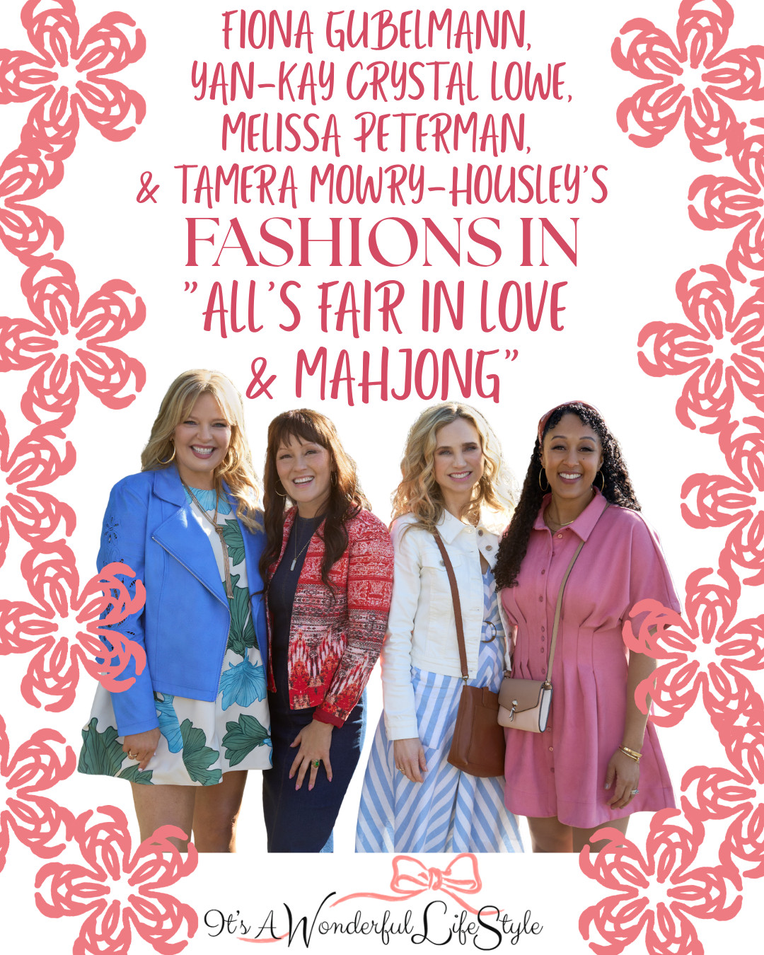 Spot these four stylish leading ladies in the upcoming Hallmark movie *All's Fair in Love & Mahjong*—featuring Fiona Gubelmann, Yan-Kay Crystal Lowe, Melissa Peterman, and Tamera Mowry-Housley. Their looks are ones you won’t want to miss! ✨
 

 #LTKSaleAlert