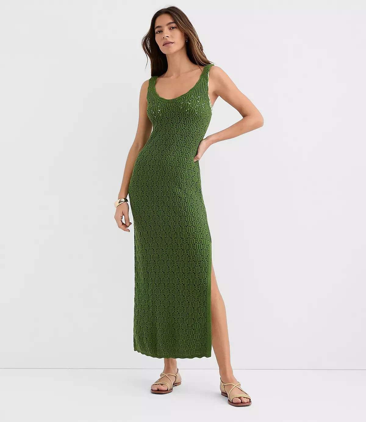 Petite LOFT Beach Stitchy V-Neck Maxi Sweater Dress | LOFT
