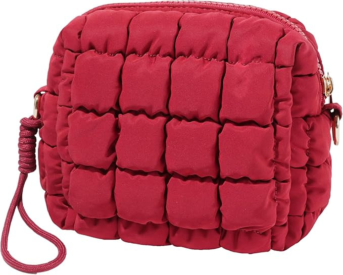Quilted Makeup Bag Puffy Cosmetic Bag Cute Puffer Travel Toiletry Bag for Women, Small Makeup Pou... | Amazon (US)