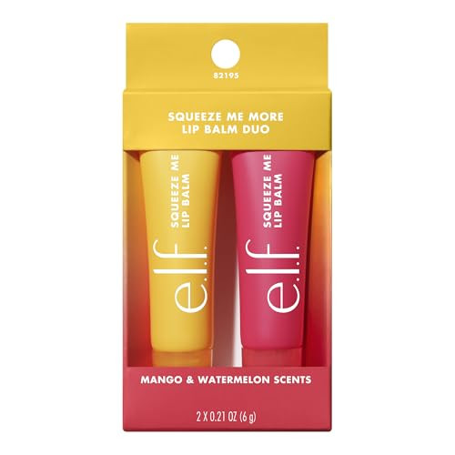 e.l.f. Squeeze Me More Lip Balm Duo, Moisturizing Balm For A Sheer Tint Of Color, Made With Hyaluronic Acid, Vegan & Cruelty-Free, Mango & Watermelon | Amazon (US)
