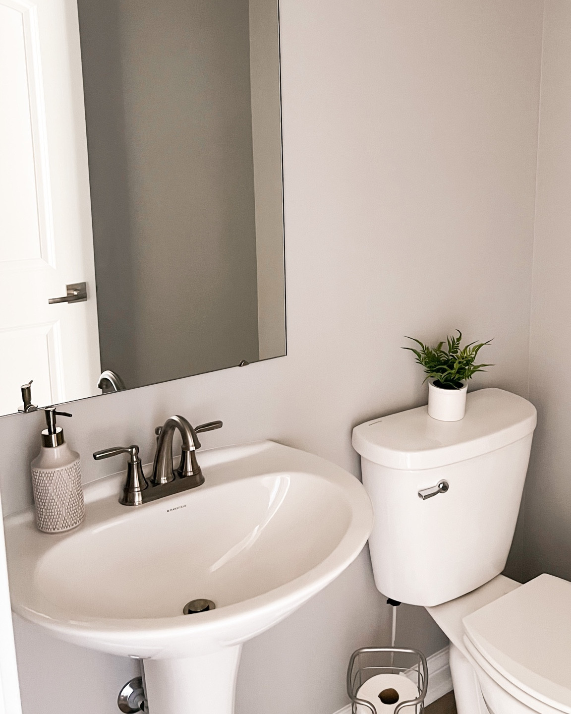 $25 (or less) Bathroom Transformation! Thanks to Target for the cute little touches to slightly elevate my guest bathroom. By adding a decorative soap dispenser and a little faux plant my guest bathroom feels a little more homey. 

#targetdecor #bathroomdecor #guestbathroom #powderroom #soapdispenser

#LTKhome #LTKunder50