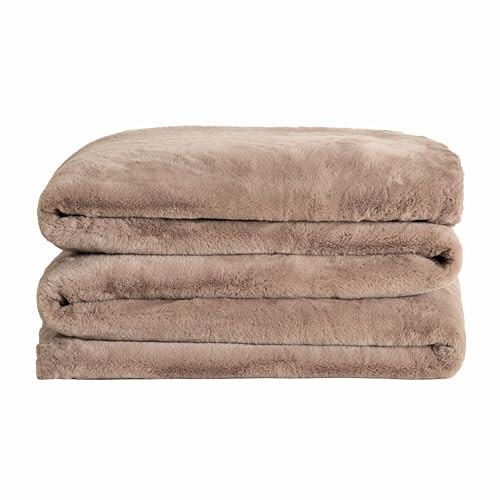 UnHide Cuddle Puddle - Faux Fur Blanket - Oversized, Lightweight, Extra Soft Blanket - Machine Washable - Add a Layer of Softness to Any Bed or Couch - 100” x 100” - Mocha Shar Pei | Amazon (US)
