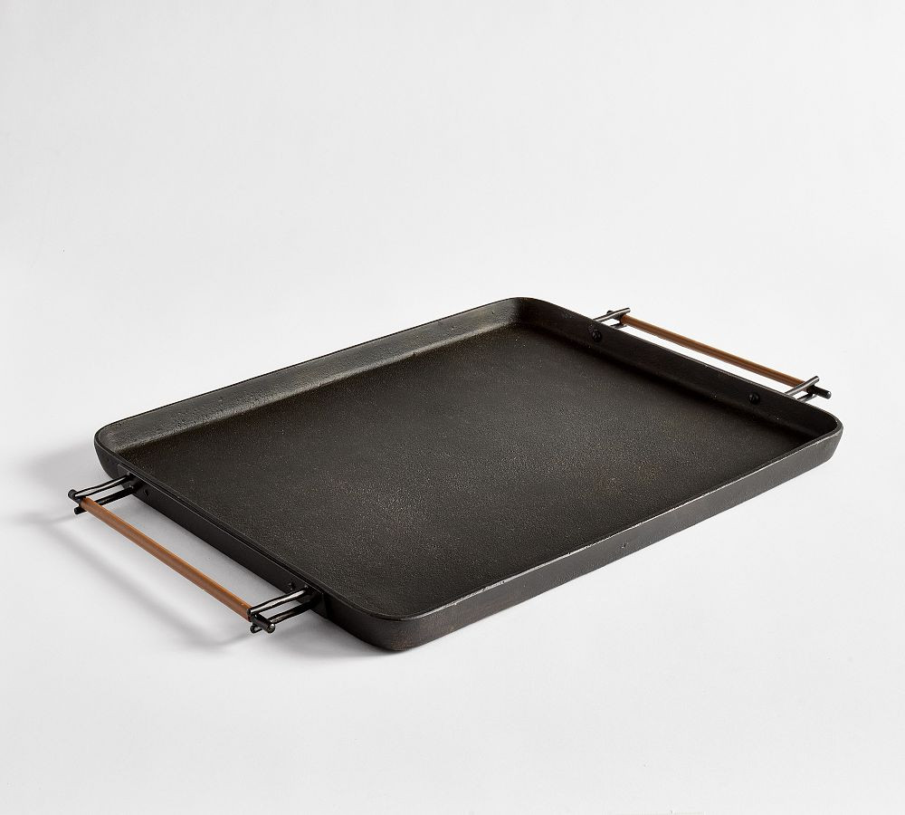 Handcrafted Beltic Brass & Leather Tray | Pottery Barn (US)