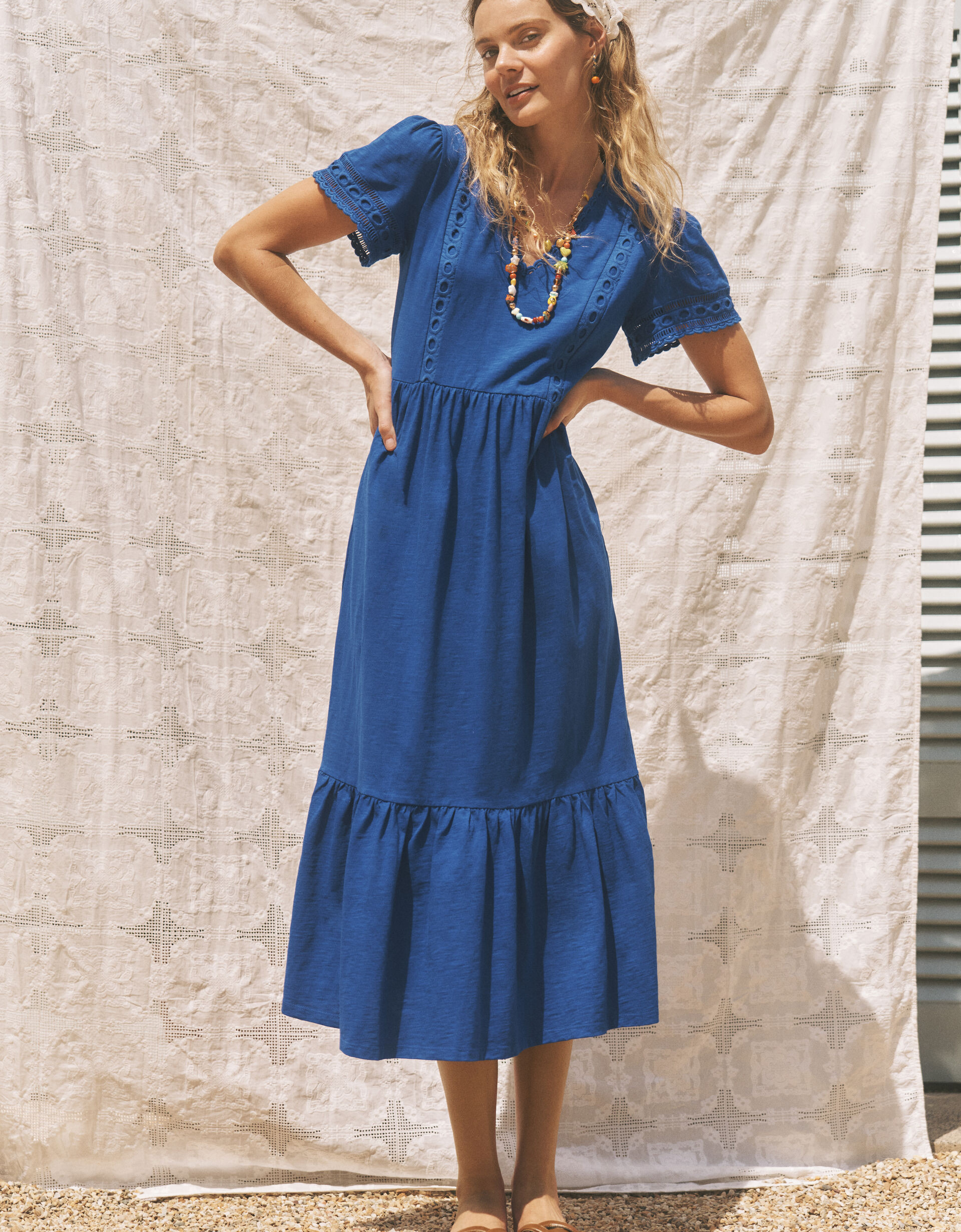 Tanitha Lace Jersey Maxi Dress Blue | Monsoon (UK)