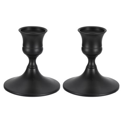 Unique Bargains Taper Metal Decor Wedding Dinner Party Coaster Candle Tray 2 Pcs Black | Target