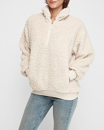 cozy sherpa quarter zip sweatshirt | Express
