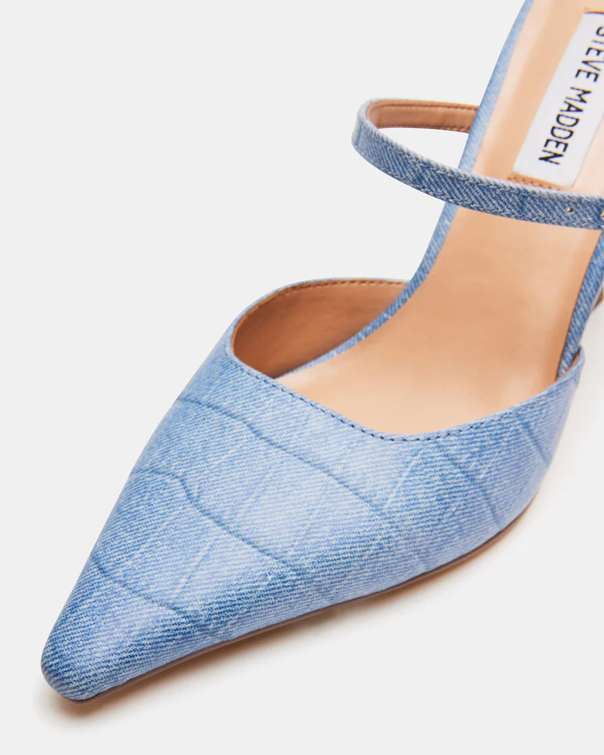 BRECKI Blue Crocodile Pointed Toe Mule Pump | Women's Heels | Steve Madden (US)