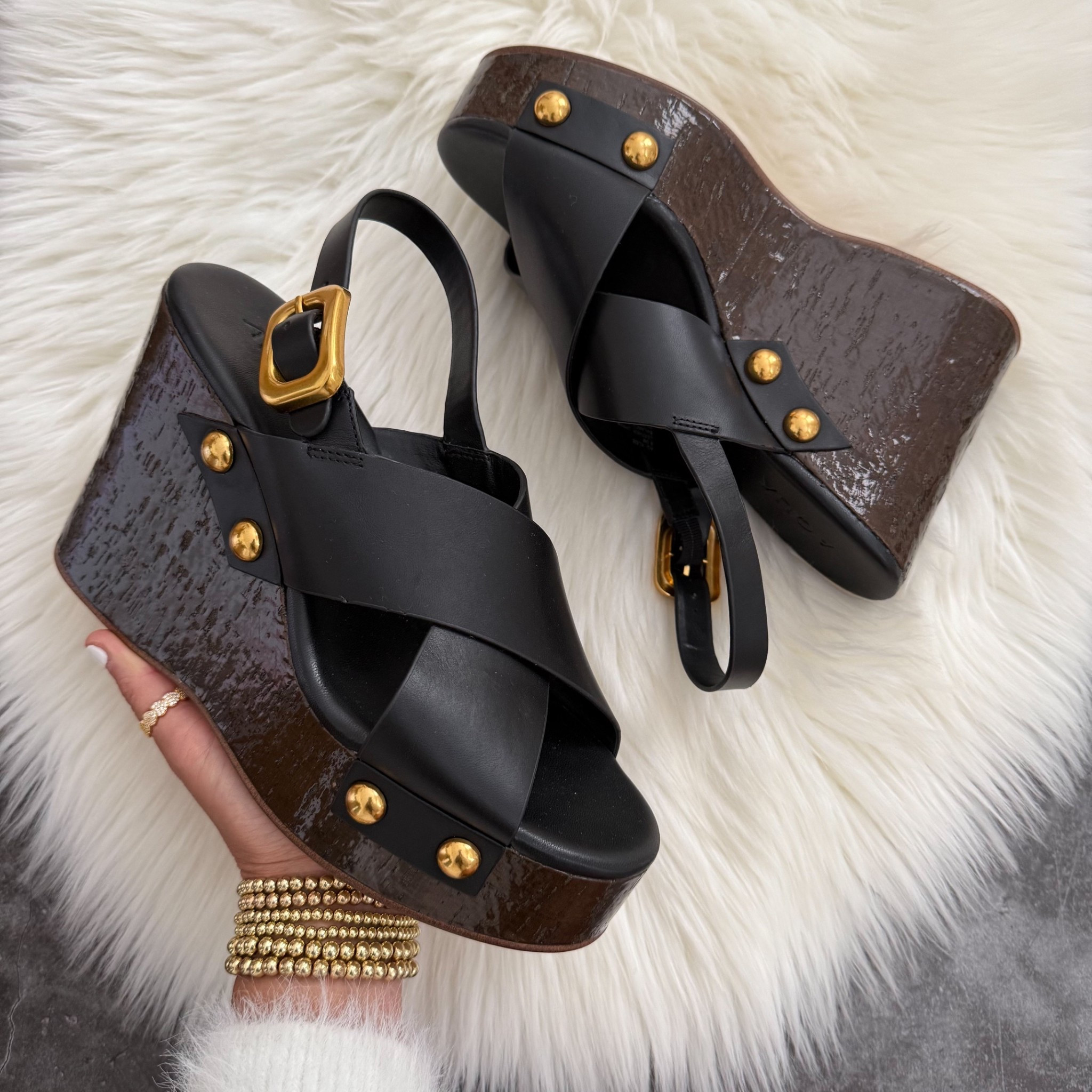 AQUA Women's Studded Platform Sandals