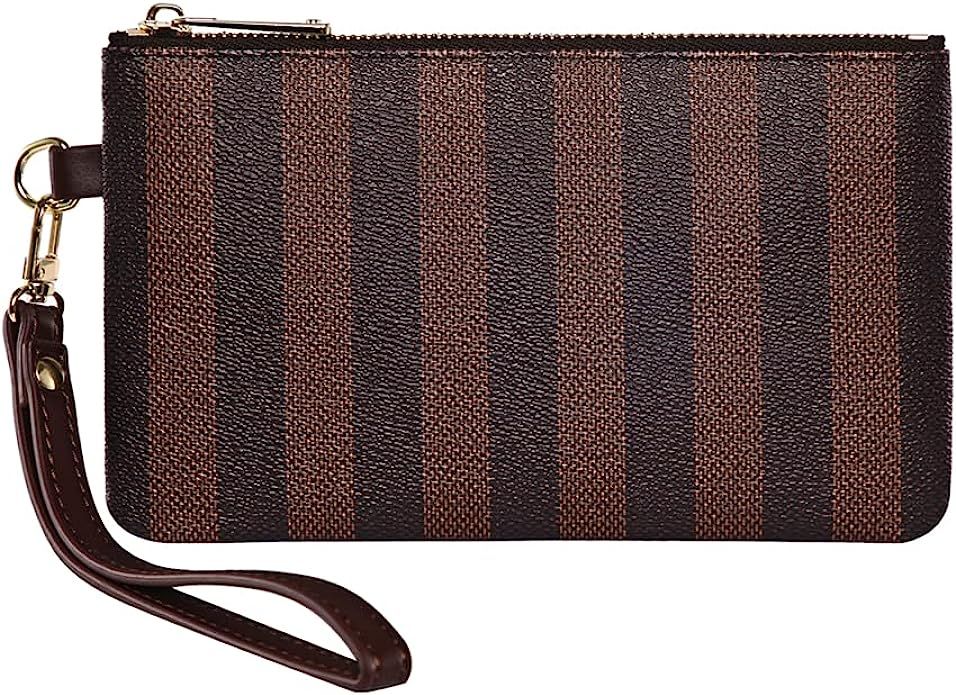 Luxury Wristlet Clutch Bag | Small Zip Pouch Handbag w. Card Slots | Classic Phone Purse Wallet f... | Amazon (US)