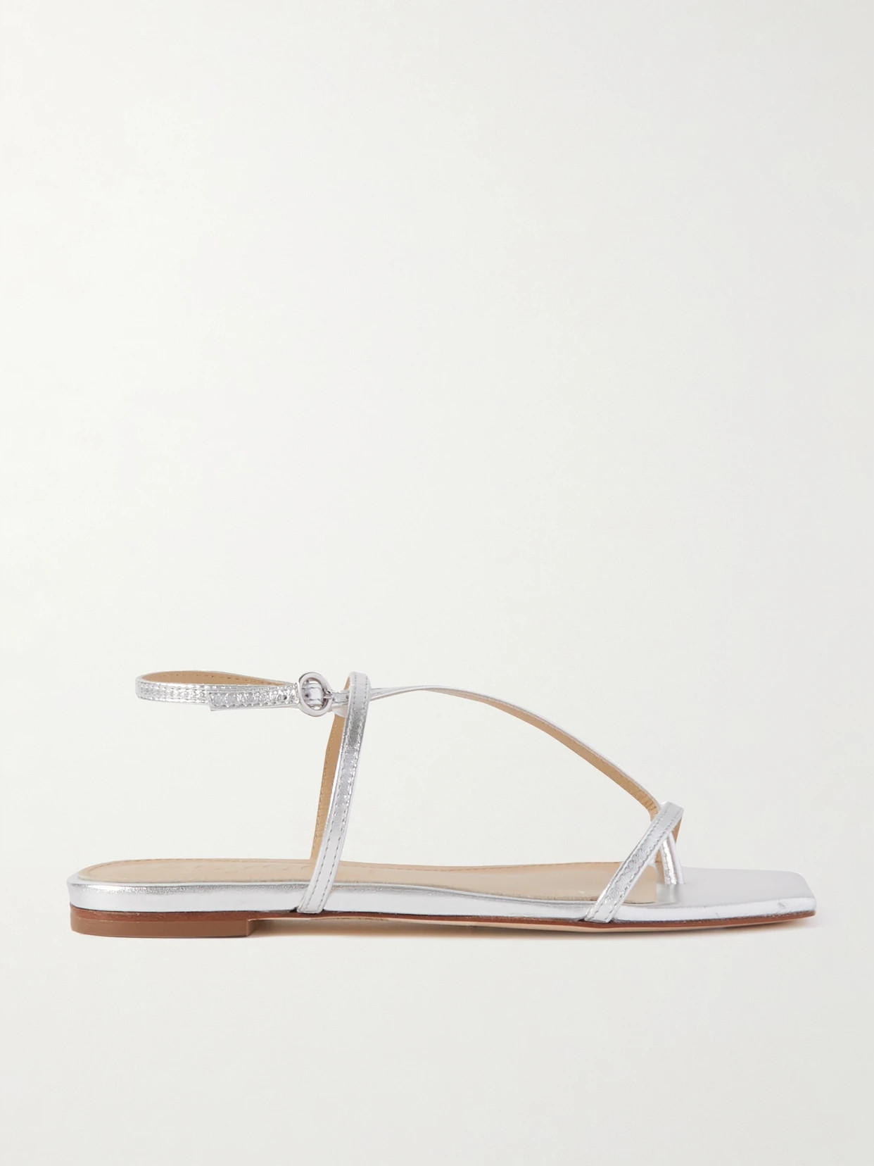 Aeyde - Ella Metallic Leather Sandals - Silver | NET-A-PORTER (US)