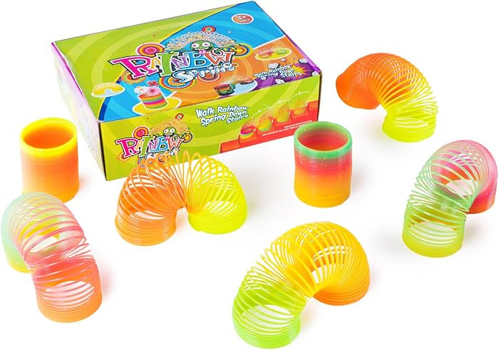 Super Z Outlet Classic Novelty Colorful Rainbow Neon Plastic Spring Toy for Birthday Party Favors... | Amazon (US)