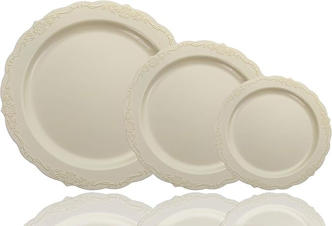 Exquisite 60 Pcs Disposable Plastic Plates | Victorian Design Premium Disposable Plates | 7.5 inc... | Amazon (US)