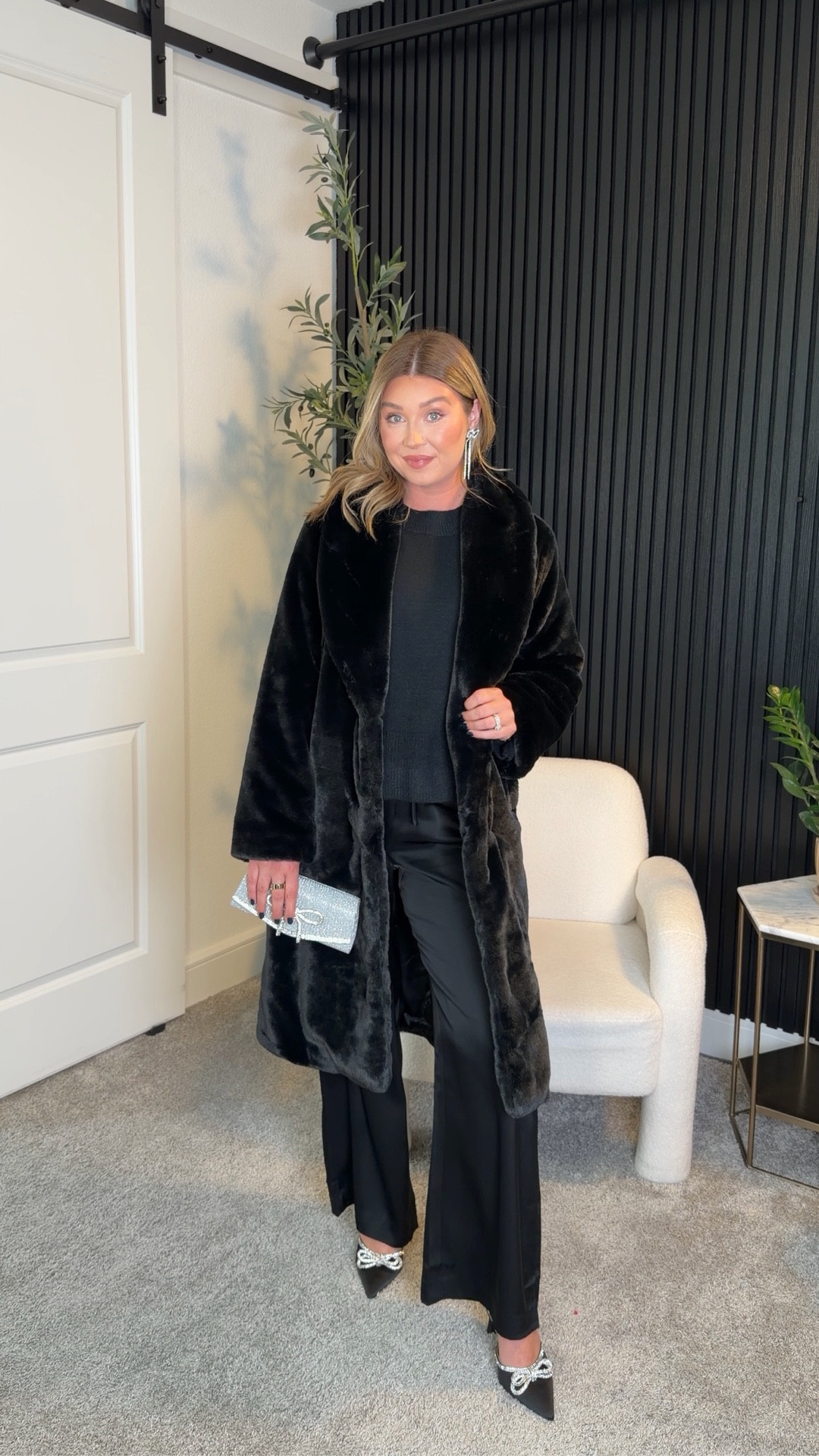 All black holiday party outfit. Wearing a medium in everything but the coat is not exact. My original coat is from Abercrombie and no longer available 

#LTKHoliday #LTKgrwm