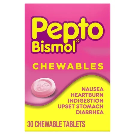 Pepto Bismol Chewable Tablets, Upset Stomach and Anti Diarrheal Relief, 30 Count | Walmart (US)