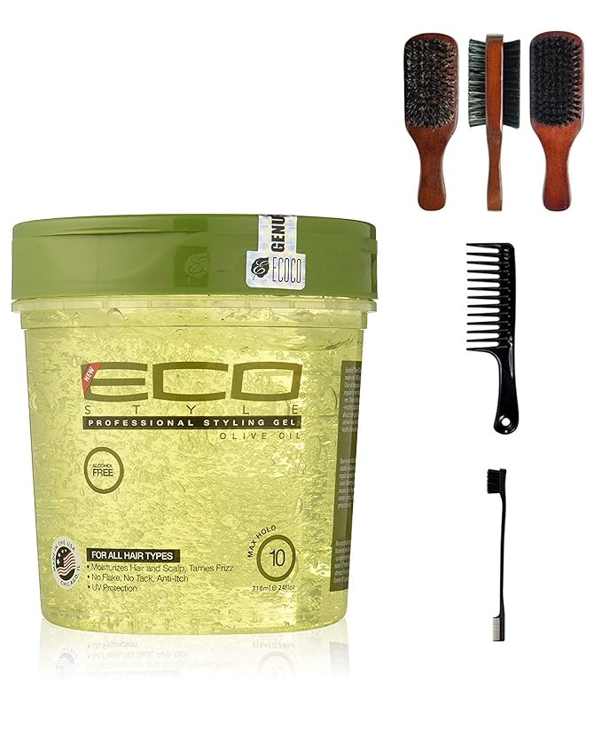Eco Style Olive Oil Gel 24 Ounce (Including Double Sided Edge Control Hair Brush, Detangling Wide... | Amazon (US)