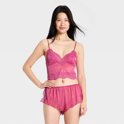 Women's Sheer Shimmer Lingerie Set - Auden™ Pink XL | Target