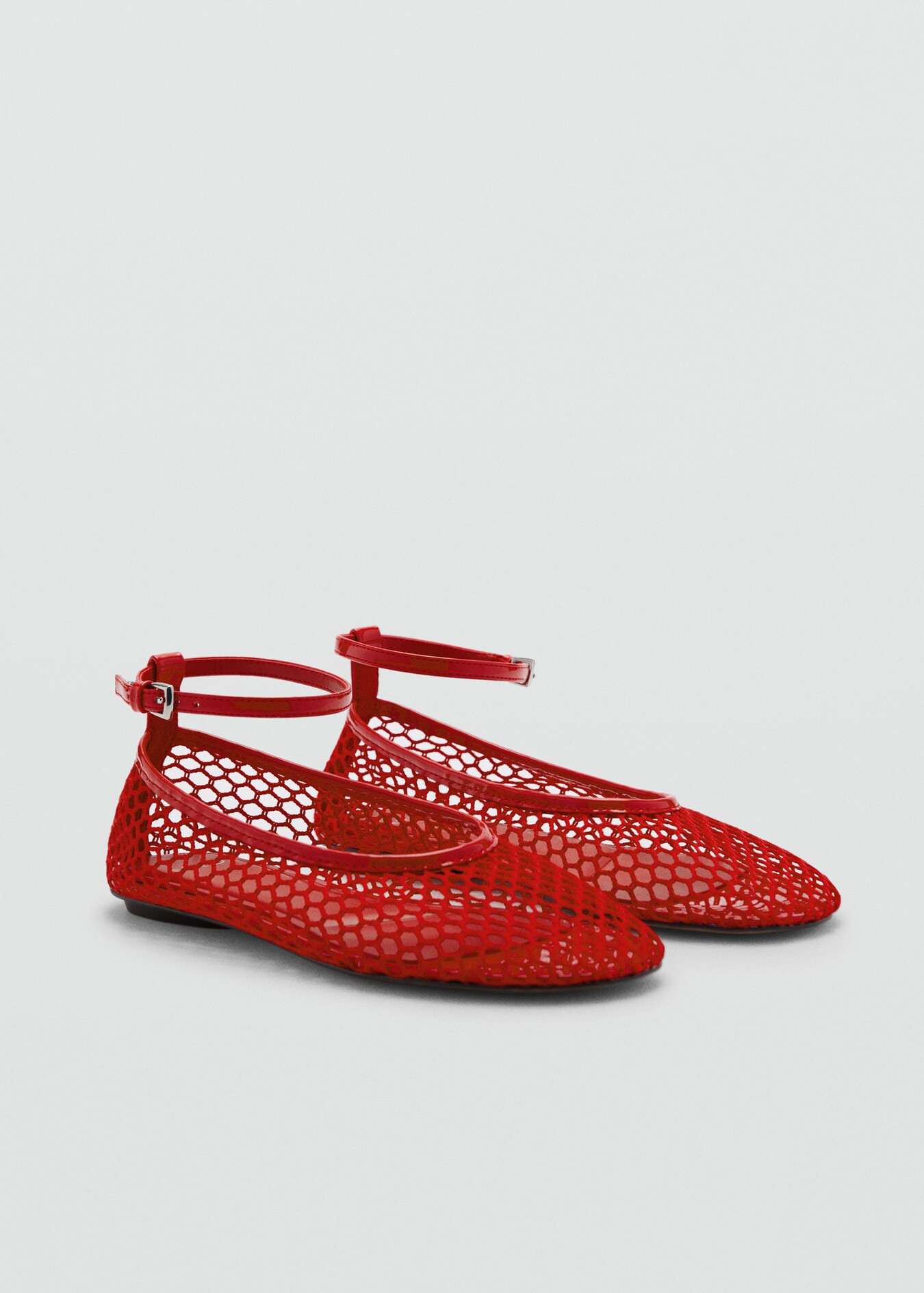 Mesh ballet flats with strap and buckle | MANGO (US)