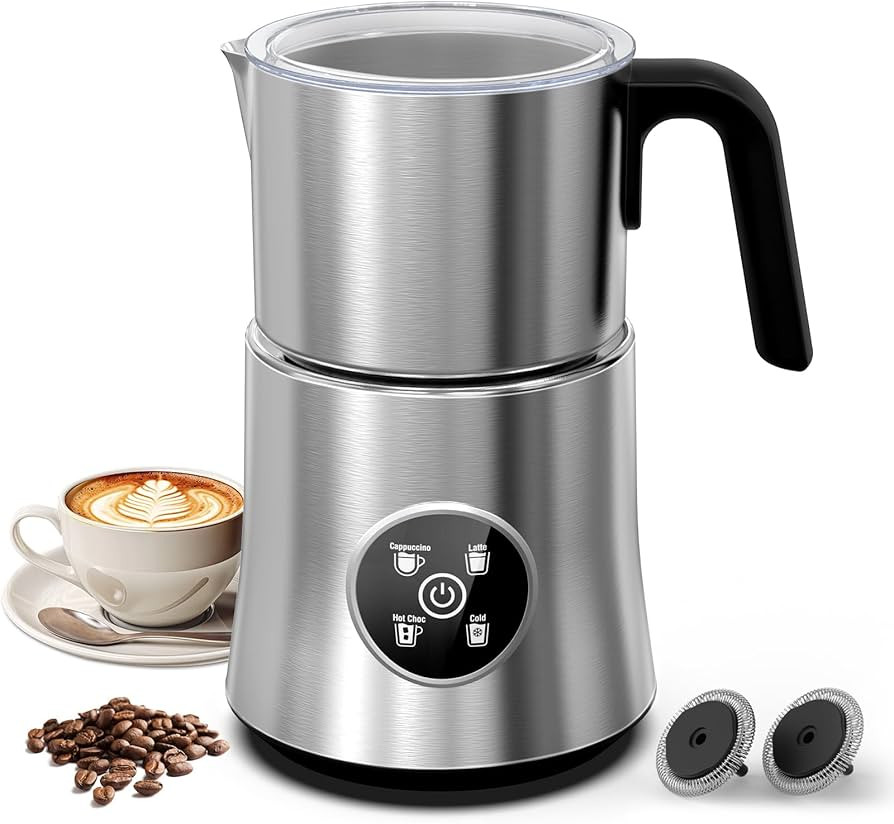 Milk Frother and Steamer, Electric Frother with Detachable Stainless Steel Jug, Hot & Cold Foam M... | Amazon (US)