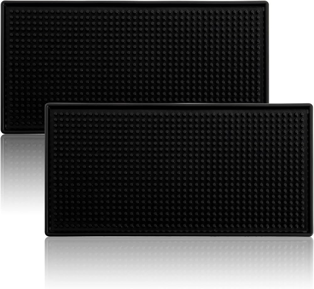 Tebery 2 Pack Rubber Bar Mats,12" x 6" Black Bar Service Spill Mat Drying Mat | Amazon (US)