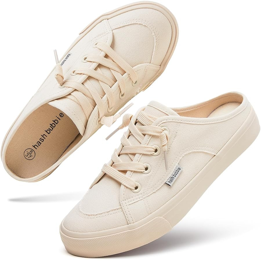 hash bubbie Women's Mules Comfortable Slip on Sneakers Tennis Shoes Summer Backless Canvas Shoes ... | Amazon (US)
