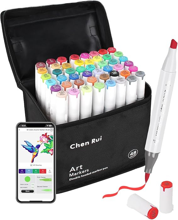 48 Colors Alcohol Brush Markers with Free App,Dual Brush & Chisel Tips Blender Art Markers for Ad... | Amazon (CA)