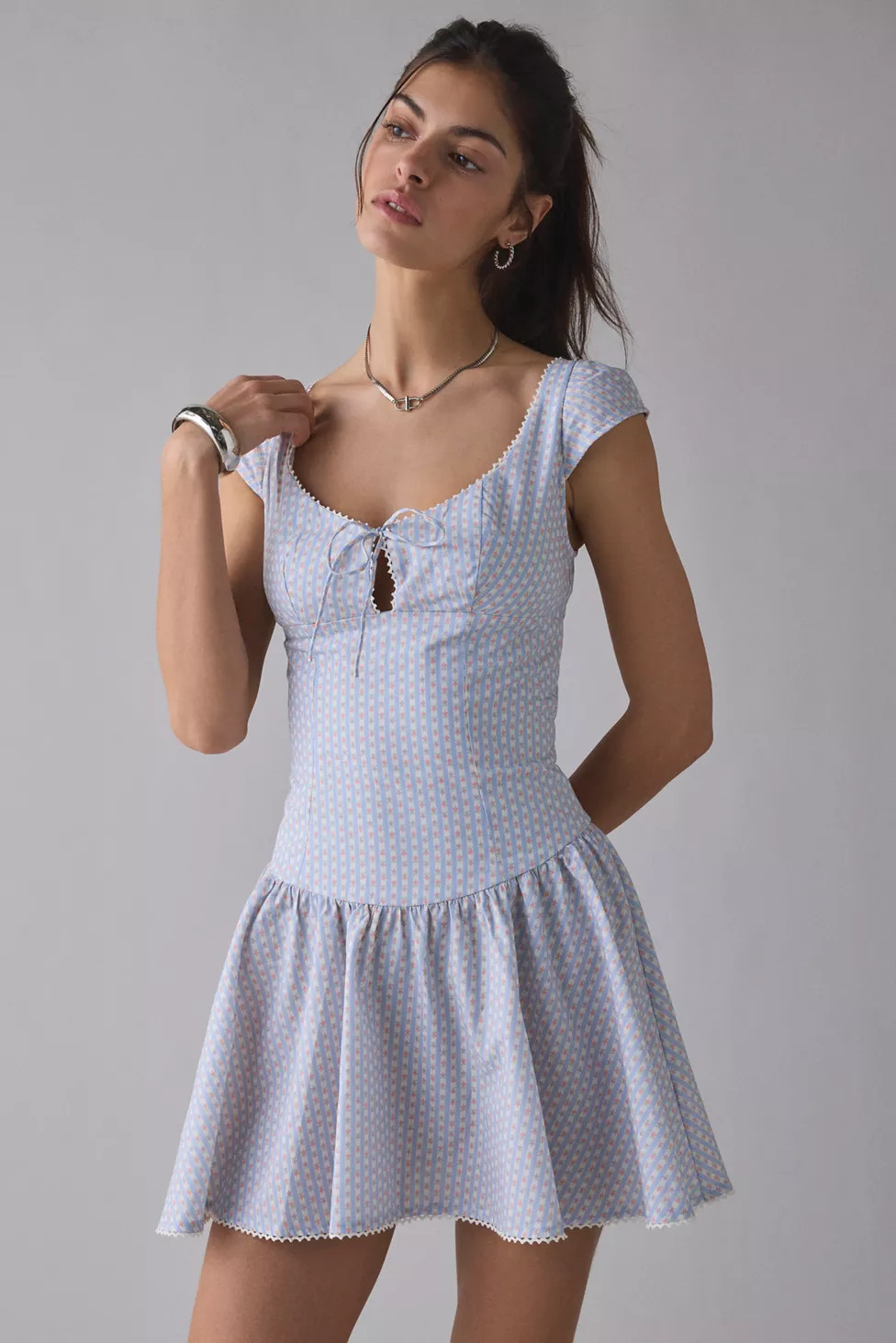 Kimchi Blue Right On Time Drop Waist Fit-And-Flare Mini Dress | Urban Outfitters (US and RoW)
