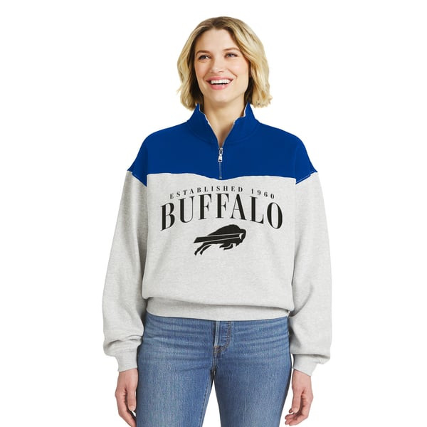 Buffalo Bills WEAR by Erin Andrews Women's Colorblock Half-Zip Pullover - Heather Gray | Fanatics