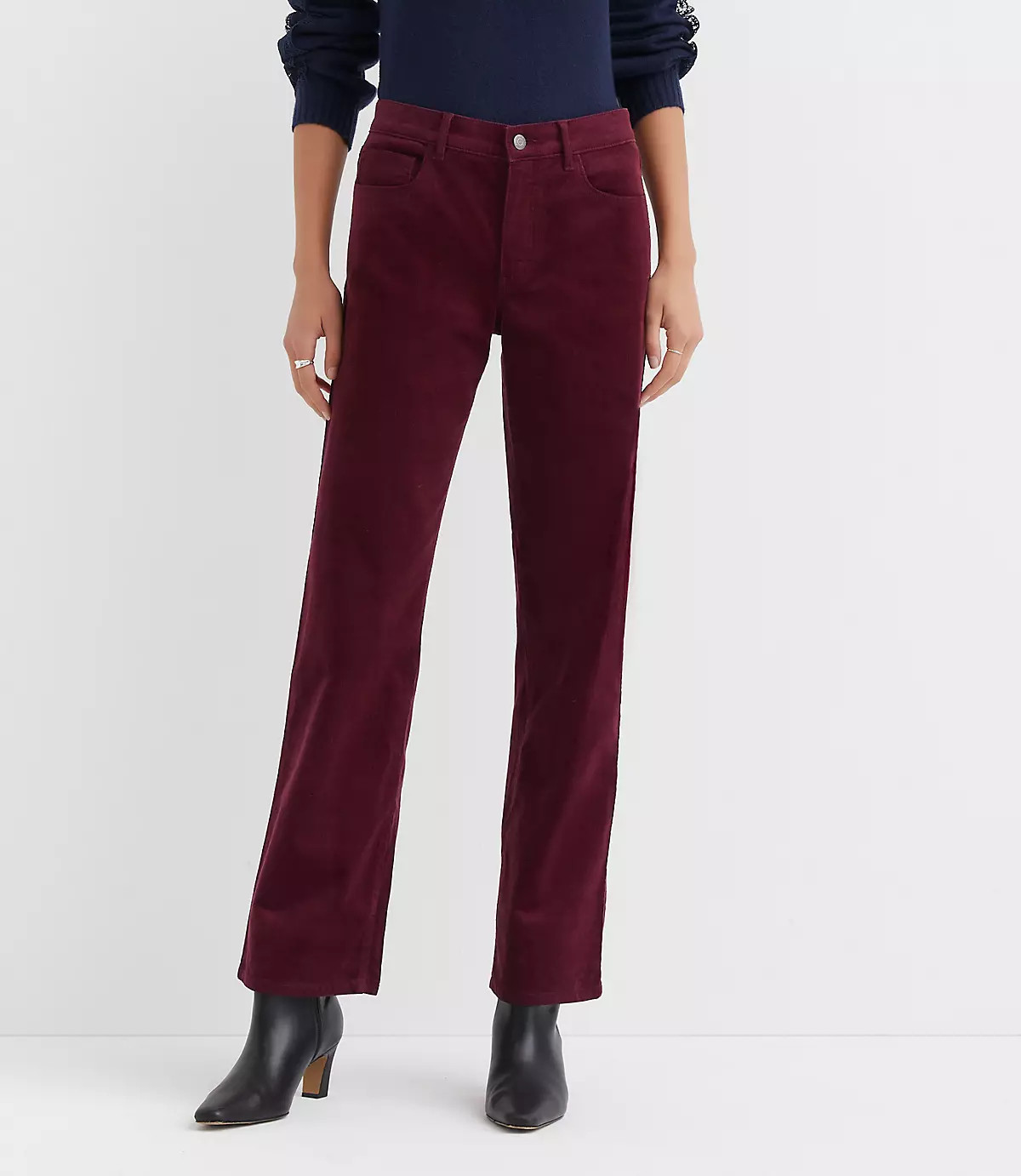 Five Pocket Relaxed Straight Pants in Brushed Corduroy | LOFT