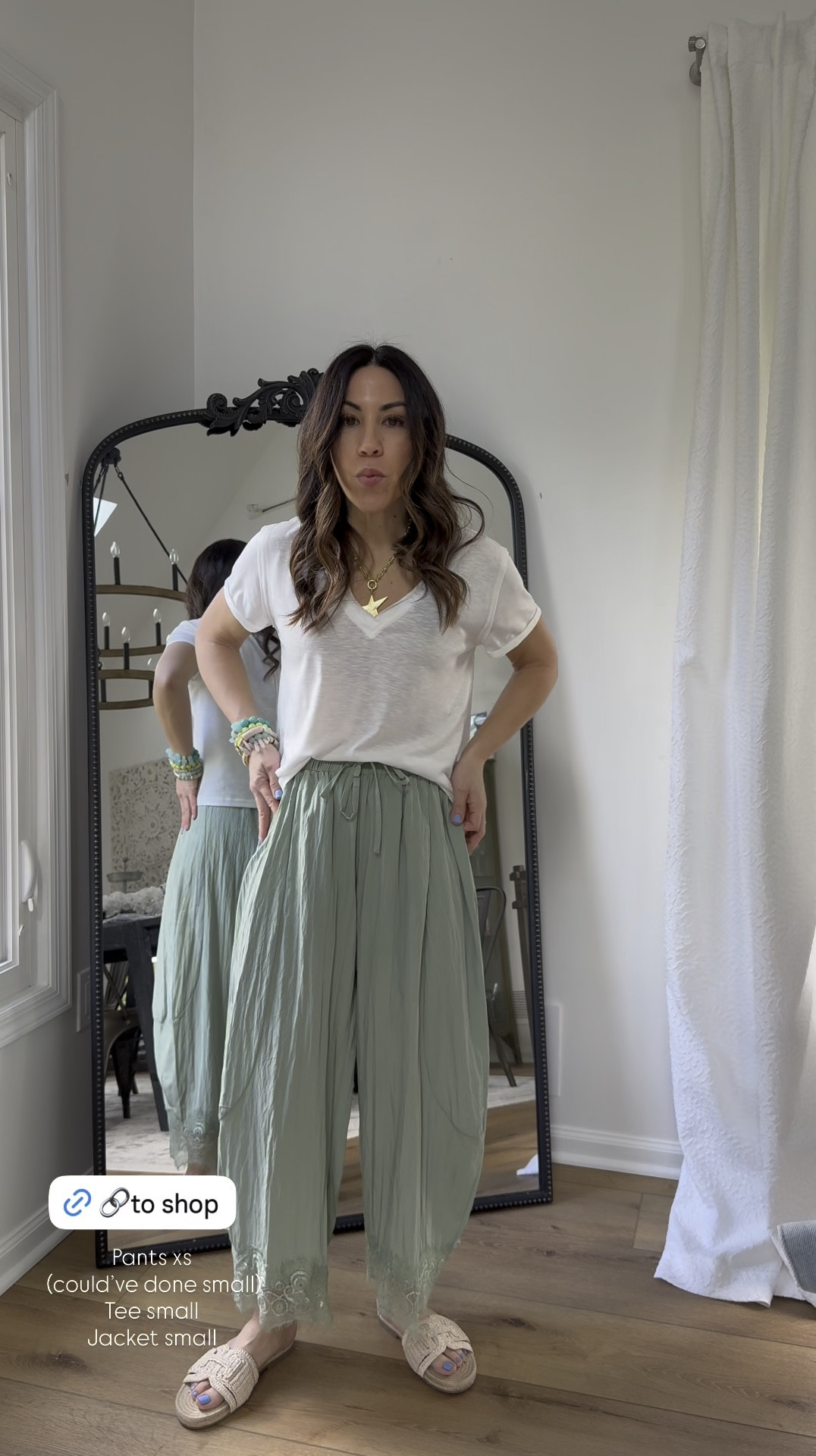 Lace pants XS (could’ve done small) tee small. Tank small. Denim jacket small. Sandals TTS. Jeans 26. Jewelry code HOUSEOFLEO20. 



#LTKPetite #LTKOver40 #LTKSaleAlert
