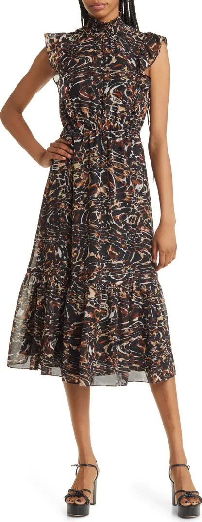Anna Animal Print Chiffon Midi Dress | Nordstrom