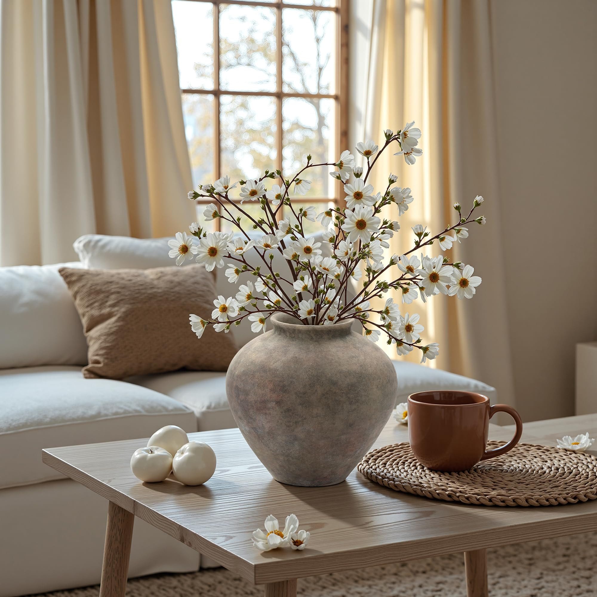 LuxenHome Rustic Ceramic Vase, 10" Tall Terracotta Pot with Earthy Gray-Brown Finish, Decorative ... | Amazon (US)