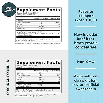 Ancient Nutrition Protein Powder Made from Real Chicken and Beef Bone Broth, Vanilla, 20g Protein... | Amazon (US)