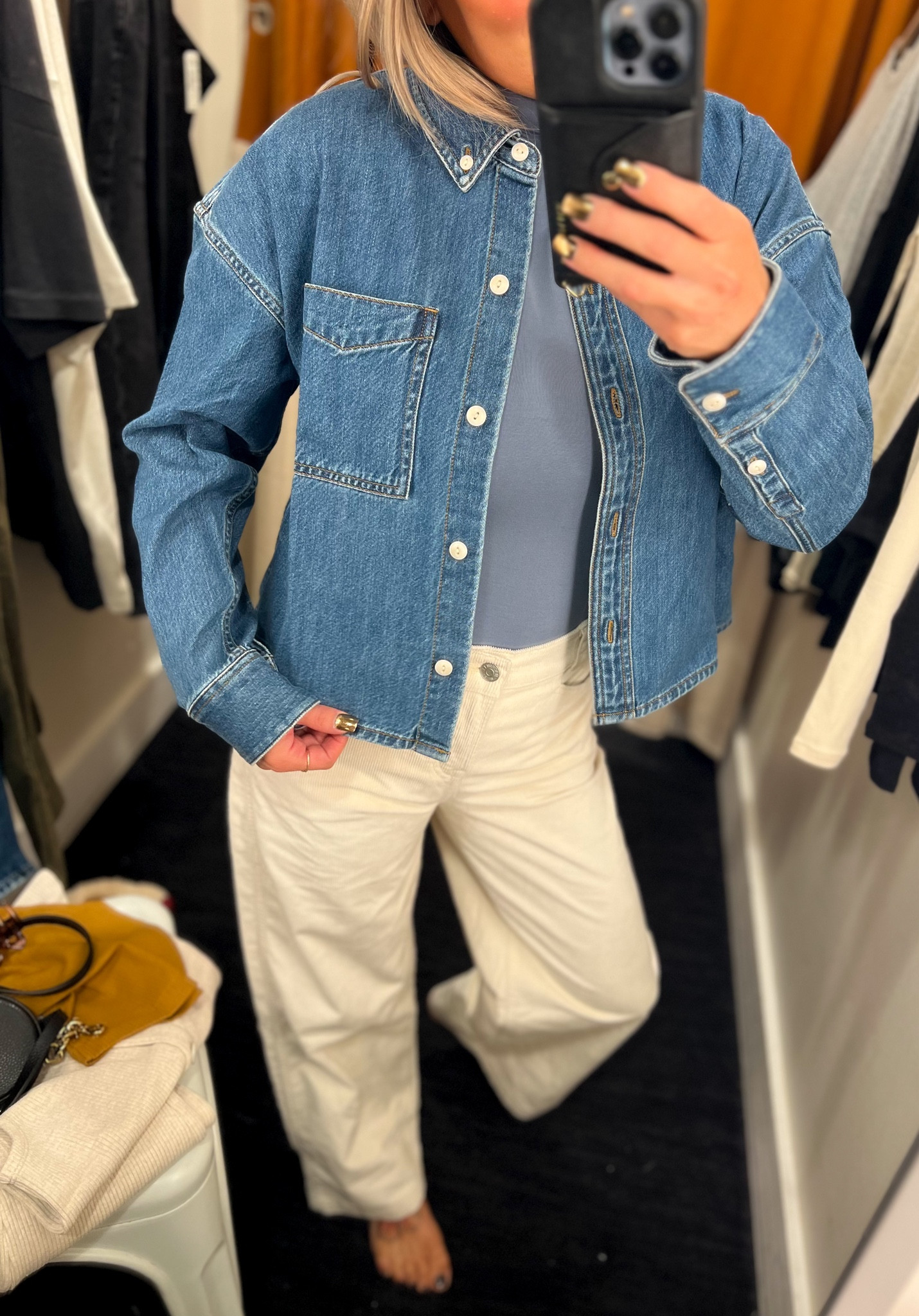 MADEWELL:  a classic look for daytime 🤍🩵💙

[[ standard size for me with any brand is usually a small-medium top and small bottom or size 25 in denim ]]

Corduroy pants - 25
Crop tank - small 
Denim long sleeve - Xsmall 

#falloutfits #jeans #denim #skirts #datenightoutfits #weddingoutfits #holidayoutfits #giftsforher #madewell 

#LTKsalealert #LTKxMadewell #LTKstyletip